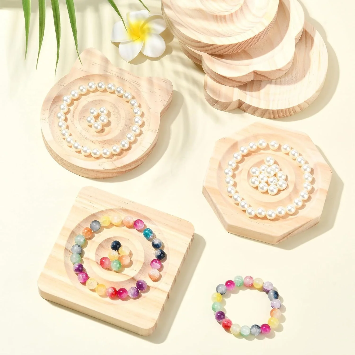 

DIY Wooden Bead Board Bracelet Design Board Beading Jewelry Organizer Tray Mats for Jewelry Making and Display