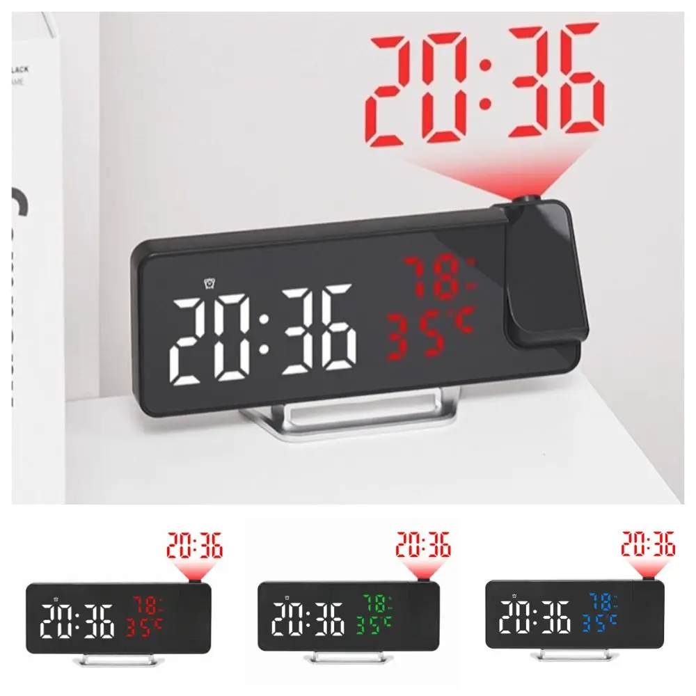 12/24H Format Projection Alarm Clock Convenient Multi-functional Digital Alarm Clock Temperature Display Modern LED Clock Home