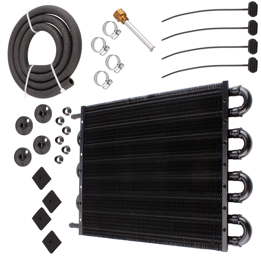 

Car Front Bumper Radiator Aluminum Oil Cooler Kit Oil Radiator 8 Row Transmission Auto-Manual Radiator Converter Kit
