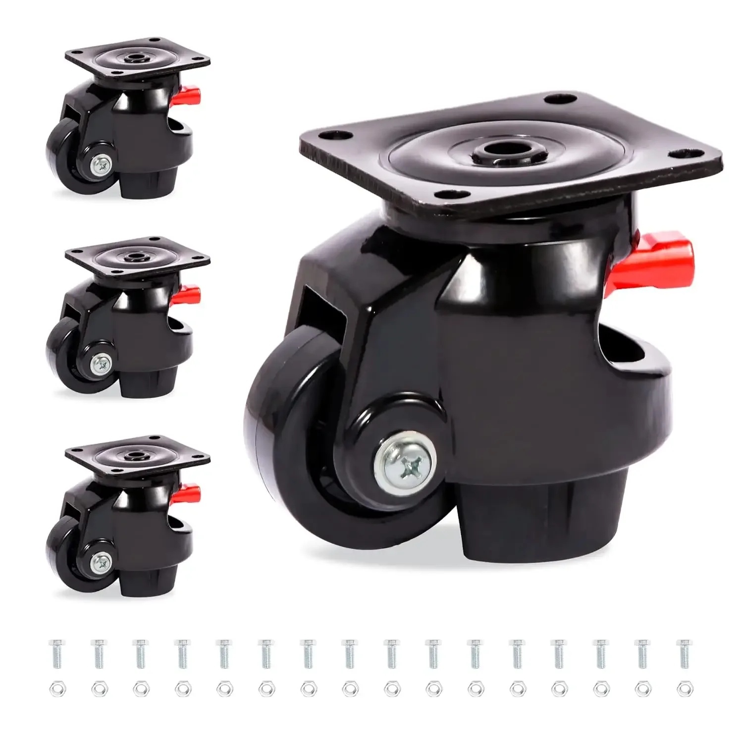 Leveling Casters Set of 4 Heavy Duty 80F, Retractable Caster Wheel for Workbench, Ratchet Arm Design 3300 LBS Capacity, 360 Degr