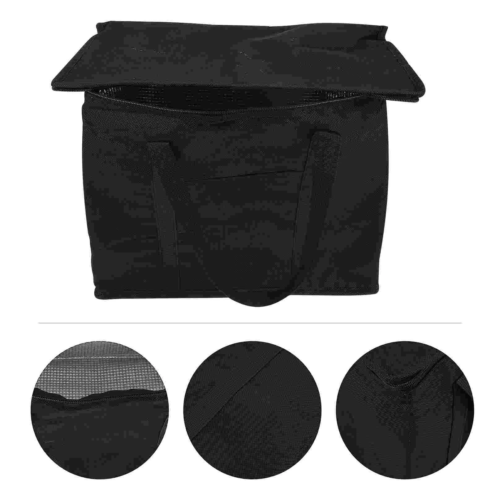 

Classical Shape Shopping Bag Reusable Tote Handbags Large Capacity Picnic Black Non-woven Fabric Storage