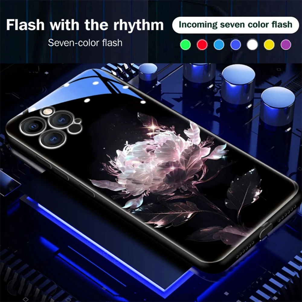 Reine Kristall-Lotus-Design-Handyhülle mit Sound-Musik-Steuerung und LED-Licht für Samsung S26 S25 S24 S23 S22 S21 S20 FE Plus Ultra – Detail 23