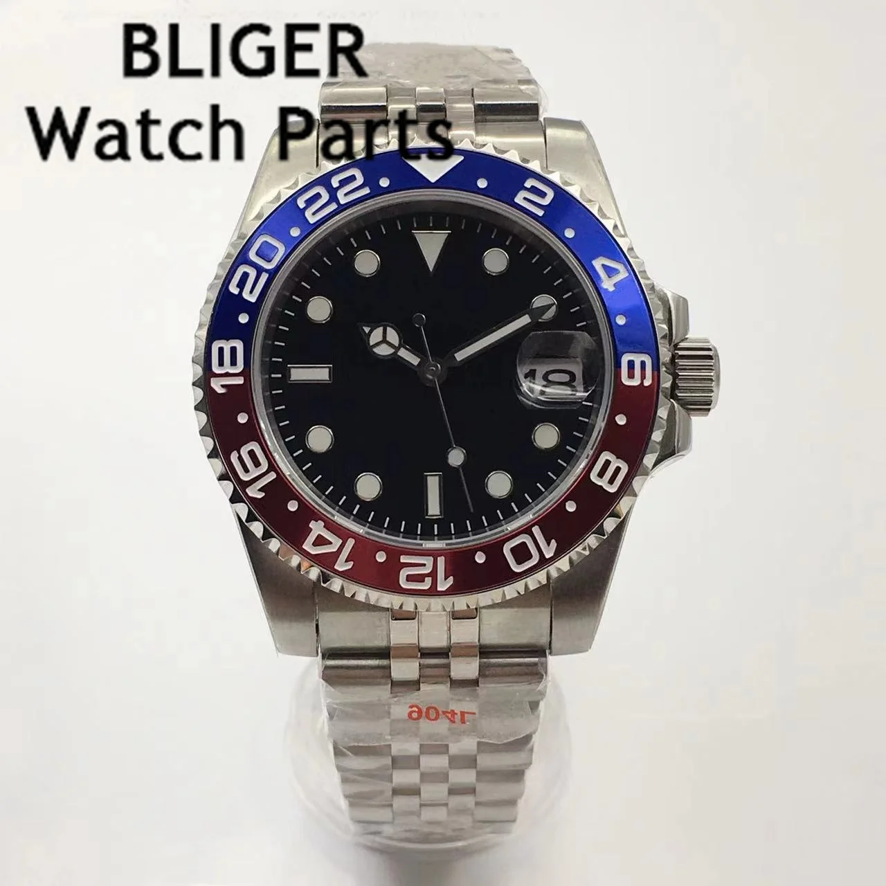 BLIGER Роскошные мужские NH35A Механические часы Браслет из нержавеющей стали Сапфировое стекло Зеленые светящиеся мужские часы Reloj Hombre