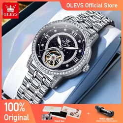 OLEVS 7036 Womens Watch Original Fashion Mechanical Wristwatch Waterproof Luminous Reloj Mujer Inlaid Zircon Dial Ladies Watch