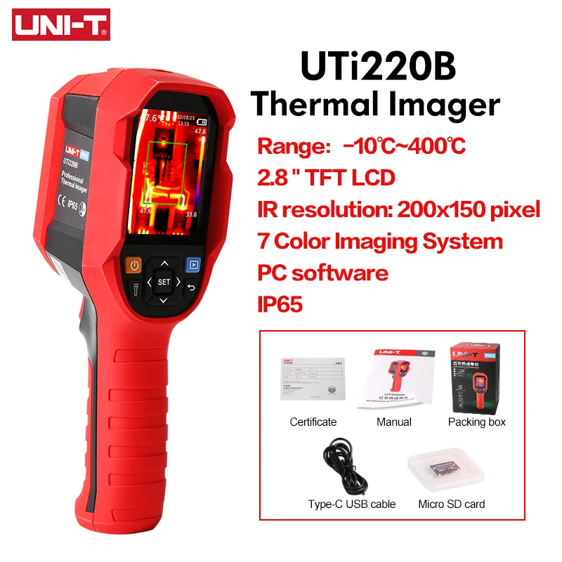 UNI-T كاميرا حرارية UTI220B 200X150 بكسل كاميرا تصوير حراري لإصلاح كاميرا تصوير حرارية بالأشعة تحت الحمراء Imagic