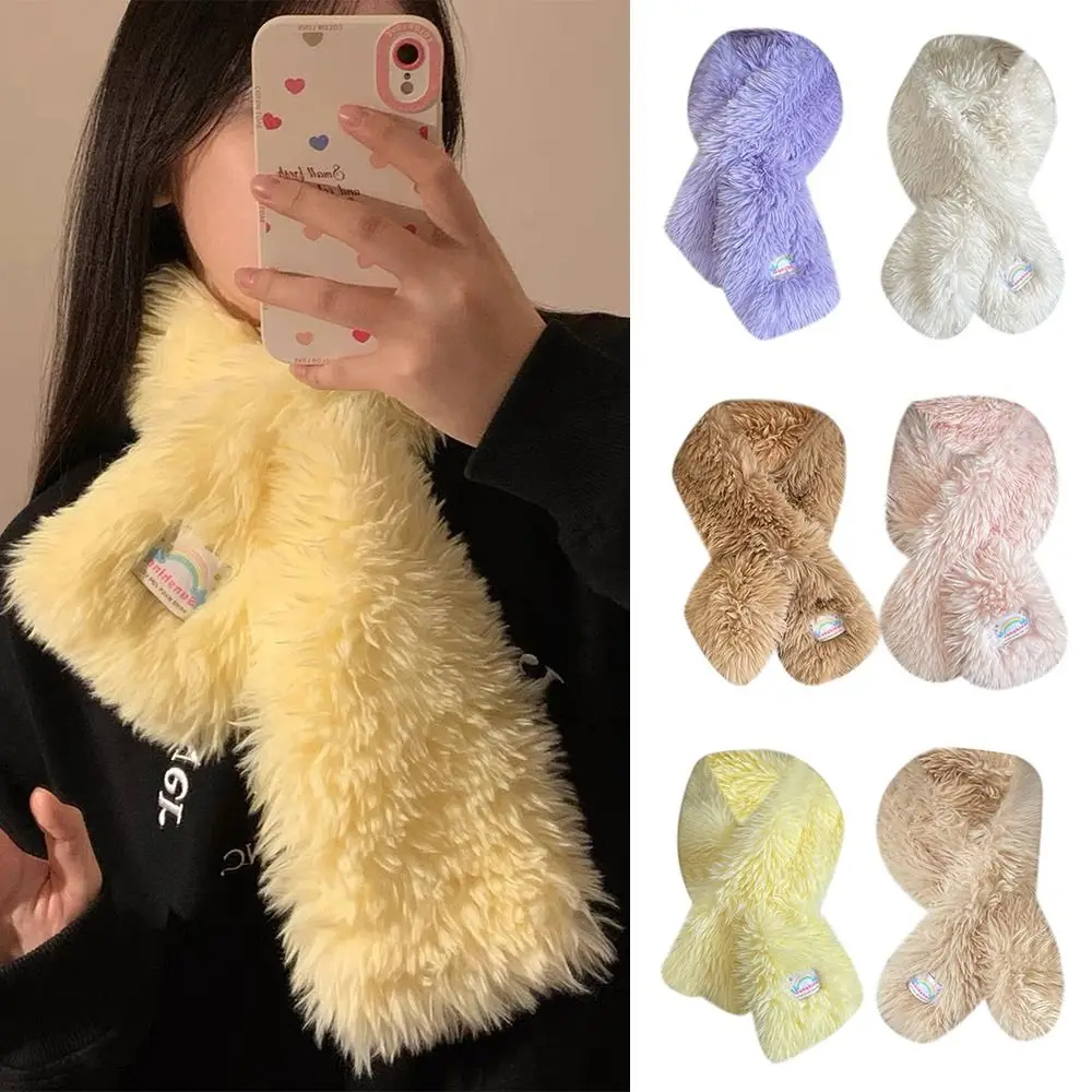 Bib Thermal Neck Warmer Thickening Snap Fastener Plush Scarf Couple Warm Neck Cover Christmas Gift Snood Cowl Tube Winter