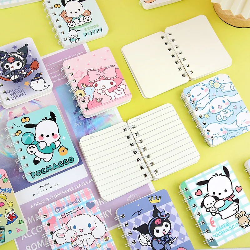 MINISO Kawaii Sanrio Notebook Kuromi Melody Cinnamoroll Portable A7 Coil Account Book Pocket Notepad Cartoon student Stationery