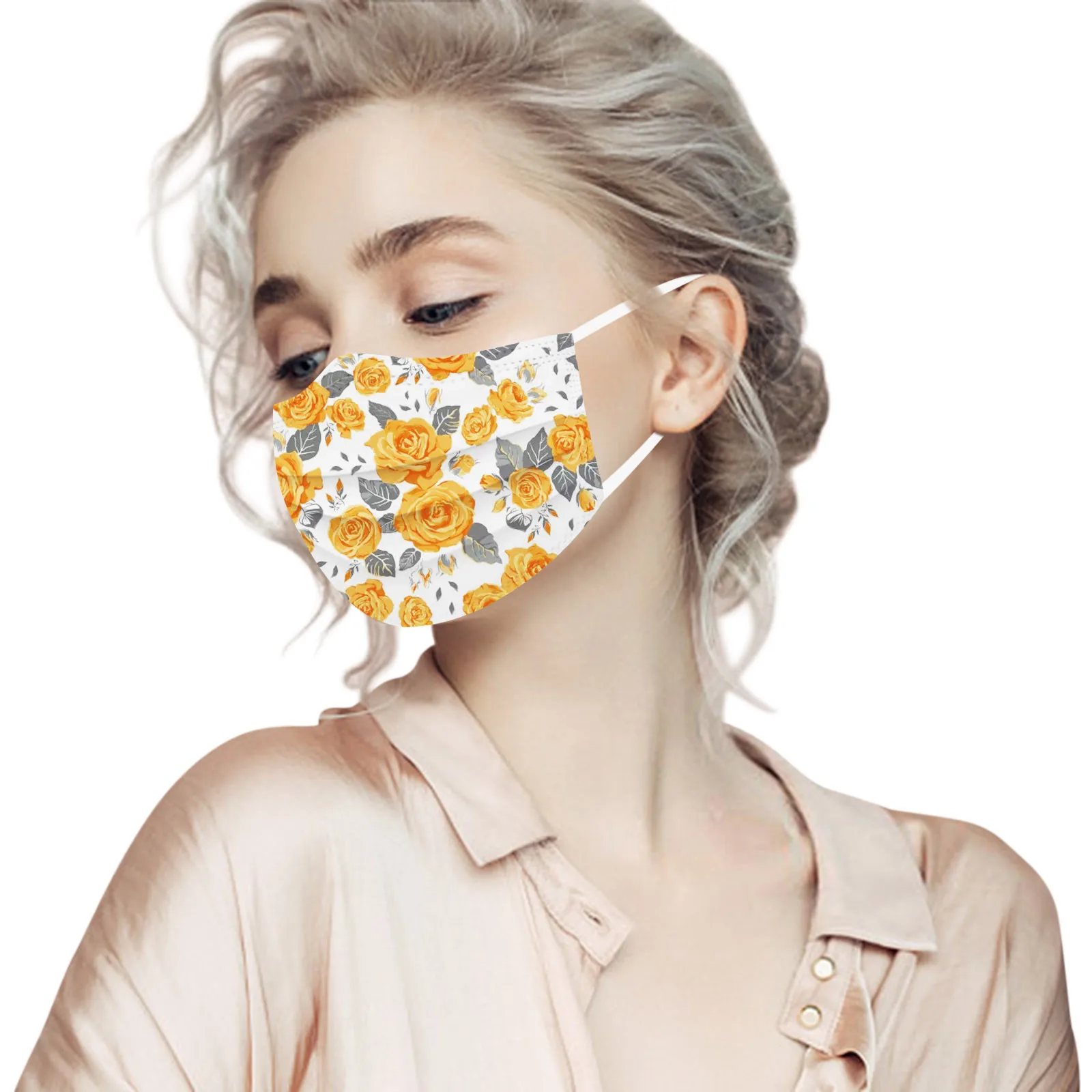 Floral Printed Adult Face Mask Trending 50pcs Breathable Dust Mask Bestseller Cute Flower Cover Popular Protective Masks 2026 T1