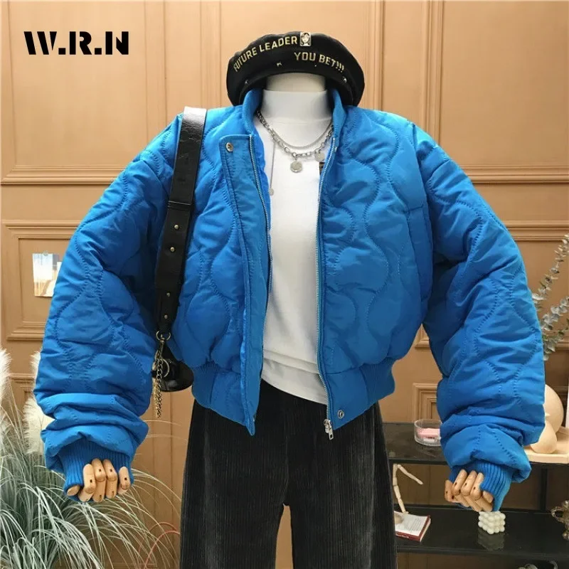 2024 Winter Korean Casual Single Breasted Parkas Basics Zipper Jacket For Women Short Outerwear Sheath Warm Fashion Solid Coat