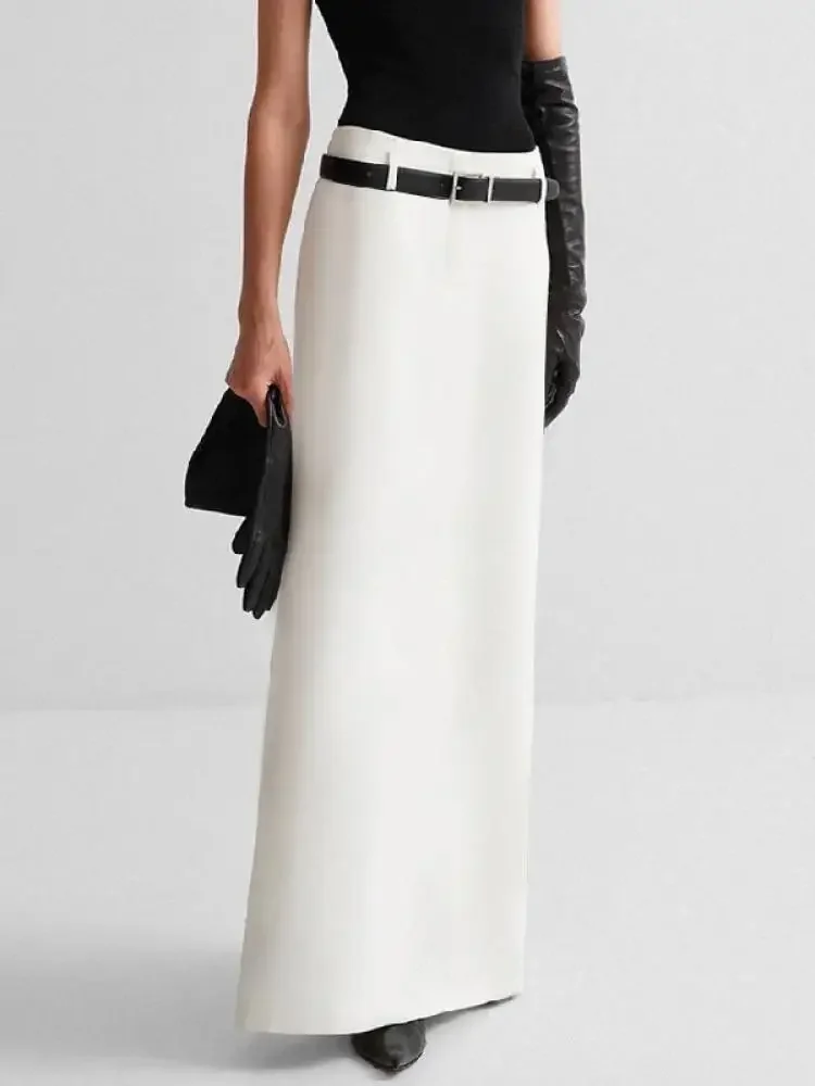 Yeezzi 2024 nueva selección urbana elegante femenina negro blanco elegante faldas rectas verano faldas largas de cintura alta para mujeres