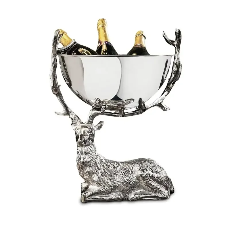 Resting stage Deer Champagne Ice Bucket Eye Catching Design High Demanding Silver Finished Metal Wine Cooler