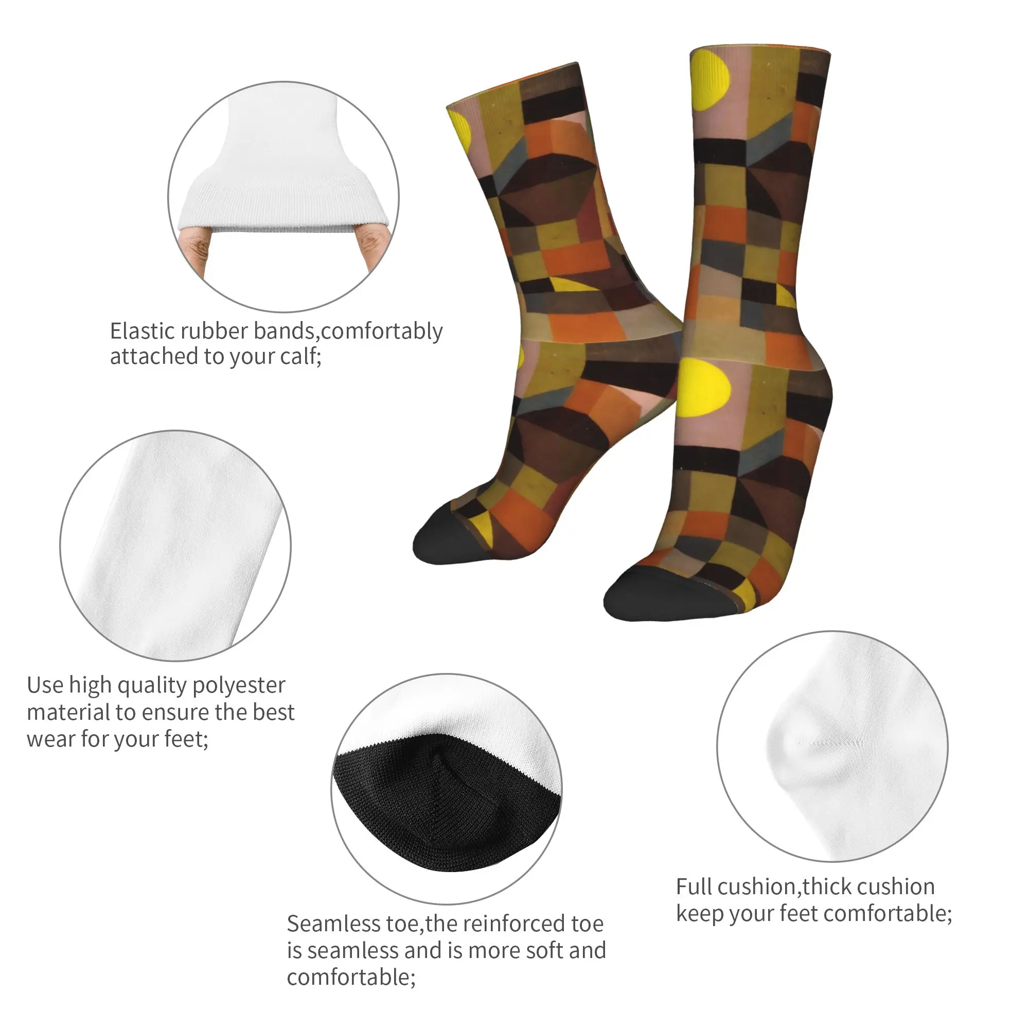 Autumn Winter Crazy Design Women Men Paul Klee The Hour Before One Night  Socks  Sweat Absorbing Basketball Socks