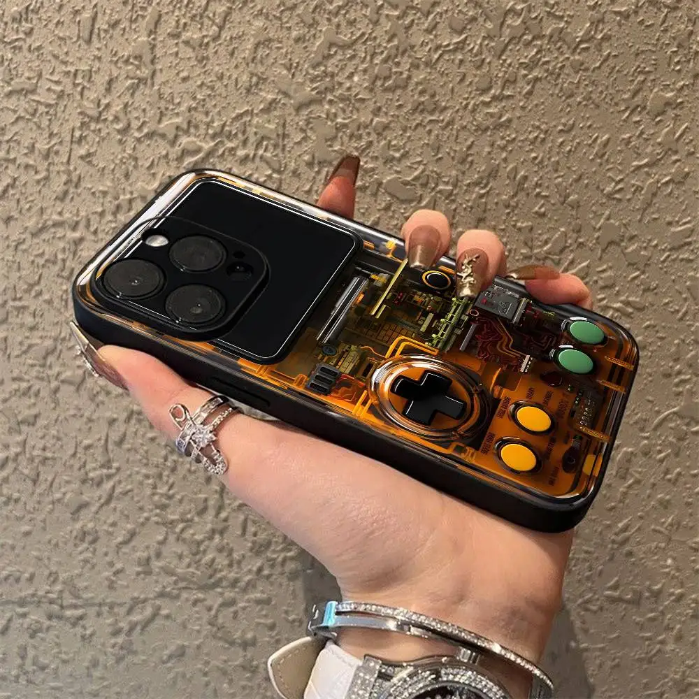 حافظة هاتف للأولاد محمولة لوحدات التحكم بالألعاب لهواتف iPhone 16,15,14,13,12,11,Pro,XS,Max,XR,Plus,E,SE4,Mini Black Soft Shell