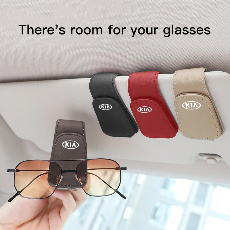 Car Leathers Glasses Clip Sun Visor Sunglasses Card Box For Kia Sportage Ceed Picanto Rio ProCeed  Forte K7 K5 K8 K3 K9 Morning