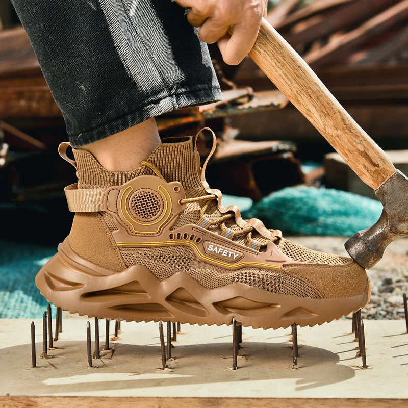 남녀 공용 스틸 토 안전화, 경량 내압 스틸 토 안전화, 견고한 작업화.