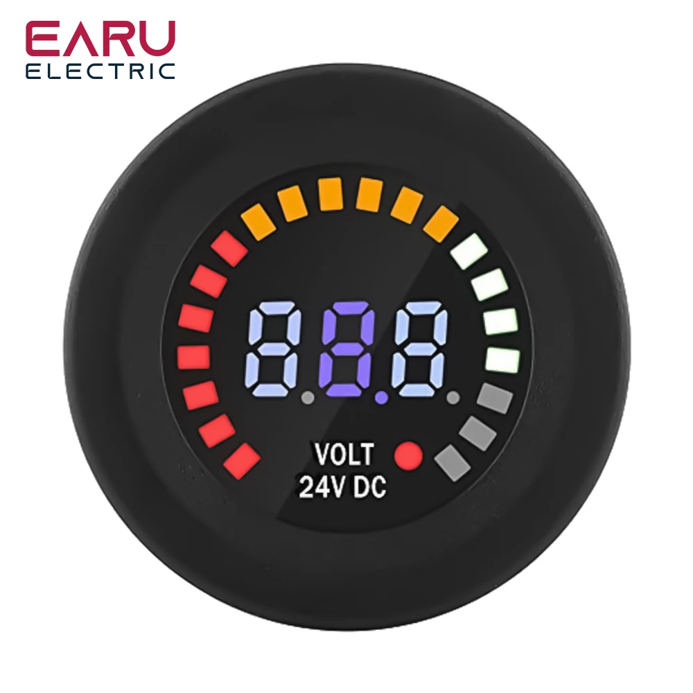 12V/24V Motorcycle Car Accessories LED Digital Display Voltmeter Waterproof Voltage Volt Meter Gauge Motorbikes Cars Boats EARU