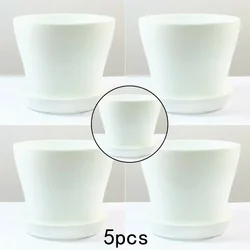 5PCS Colorful Decorative Flower Pots Gloss PP Resin Plant Home Outdoor Garden Decor Plastic Balcony Succulents Planter White