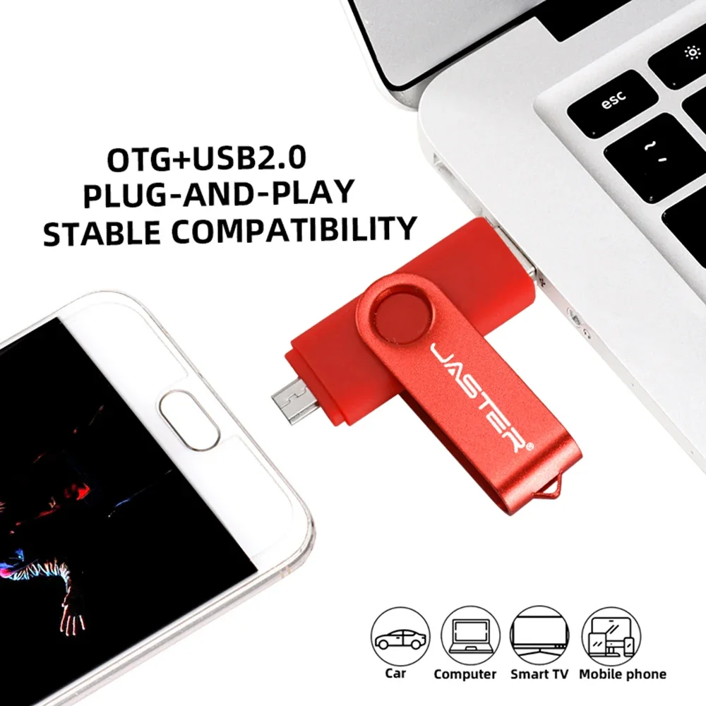 JADTER 2 IN 1 USB Flash Drive 128GB portachiavi Pen Drive 64GB Memory Stick girevole 32GB OTG per telefono U Disk regalo creativo 16GB