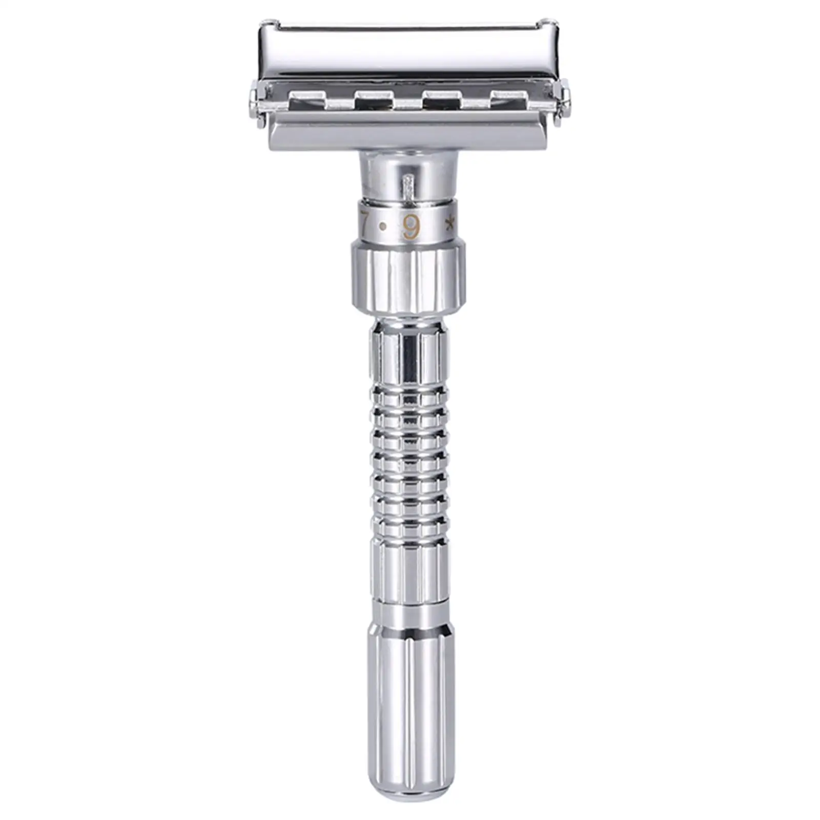 Manual Double Edge Safety Razor with 5 Blades Reusable Plated Eco Friendly Zinc Alloy Adjustable Beard Shaver for Everyday Use