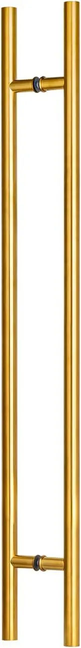 Prima Decorative - Door Pull Long Handle, Entry Door Handle 60″ Round ‘H’ Shape, Stainless Steel 304 – Pvd Gold (60 Inch)