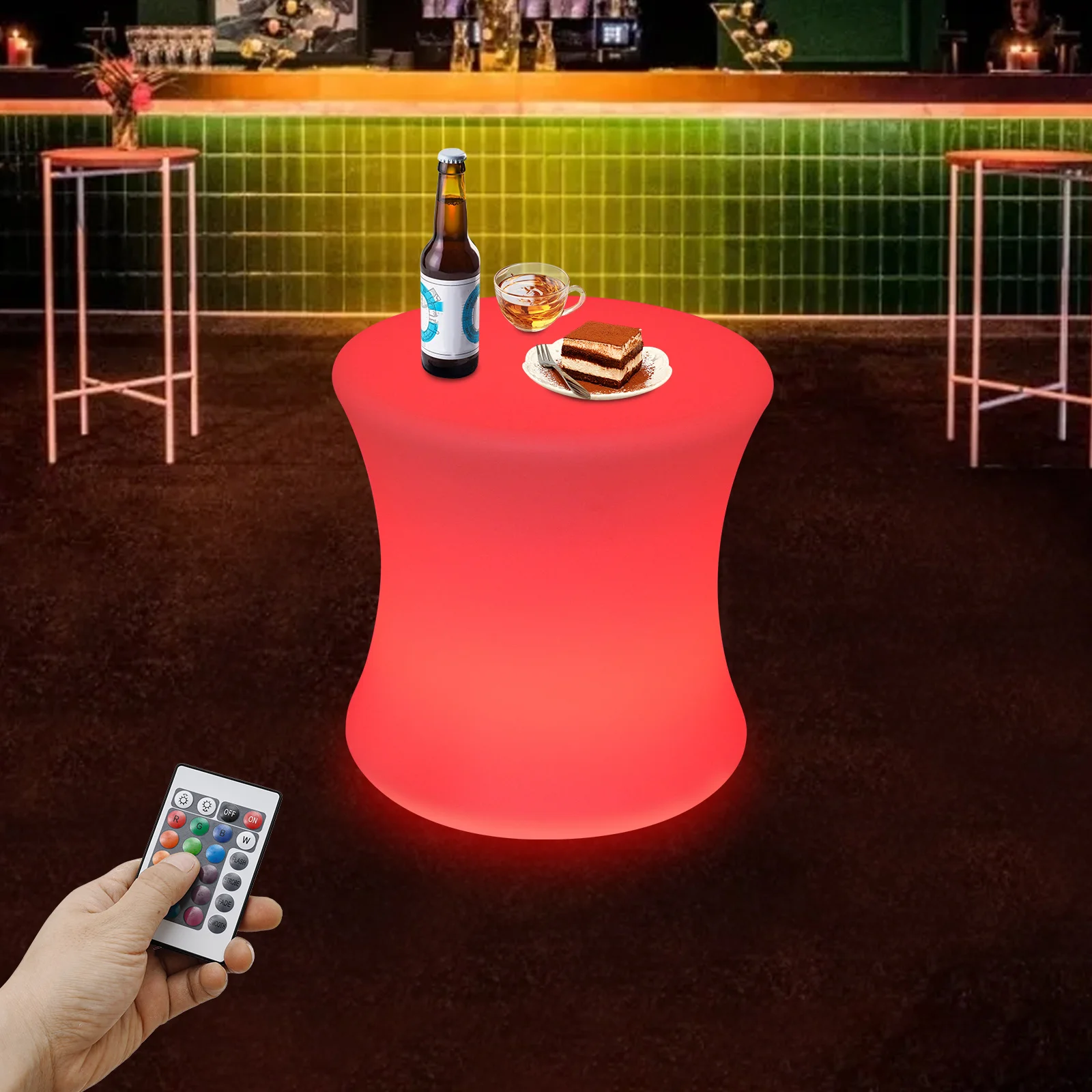 LED Drum-shaped Stool, Stool with Rechargeable LED Light, Ambient Lighting, Night Light Stool image 4