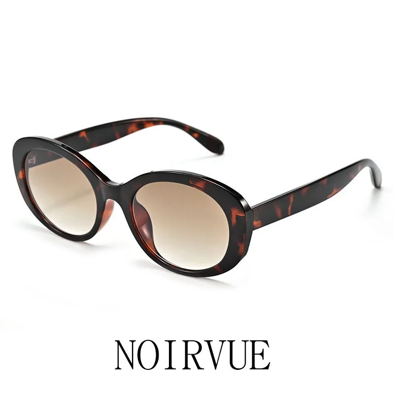 

NOIRVUE Leopard Print Oval Sunglasses Women Retro Vintage HD Nylon TR90 Frame UV400 with Case