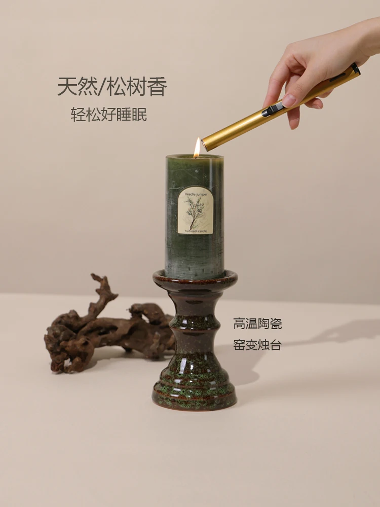 

Ceramic candle holder aromatherapy candle holder tall European-style ornament large with European and American retro kiln decora