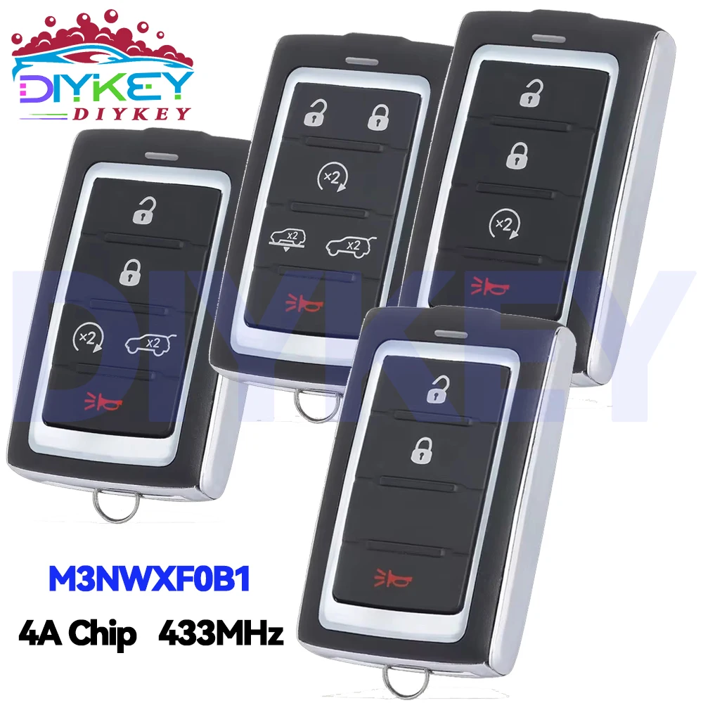 DIYKEY For Jeep Wagoneer Grand Cherokee L 2021 2022 2023 4A Chip 433MHz 3/4/5/6 Buttons M3NWXF0B1 Smart Key Remote 68516738