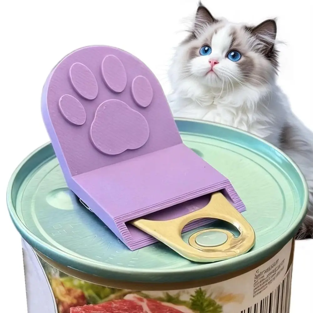 Cute Non-Slip Grip Cat Food Can Opener Plastic Ergonomic Bottle Opener Easy-Clean Cat Paw Canned Food Opener Cat Food Cans
