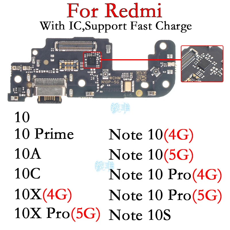 

Usb Dock Connector Charger Port for Xiaomi Redmi Note 10 10A 10C 10X 10S Prime Pro 4G 5G Charging Board Module Ports