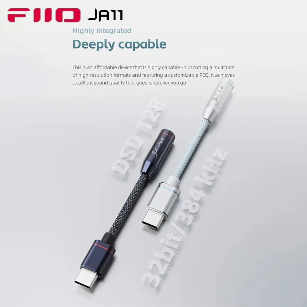 FiiO JadeAudio JA11 Portable DAC Headphone Amplifier USB Type-C to 3.5mm Hi-Res Decoder Adapter for Earphone Phone Laptop Gifts