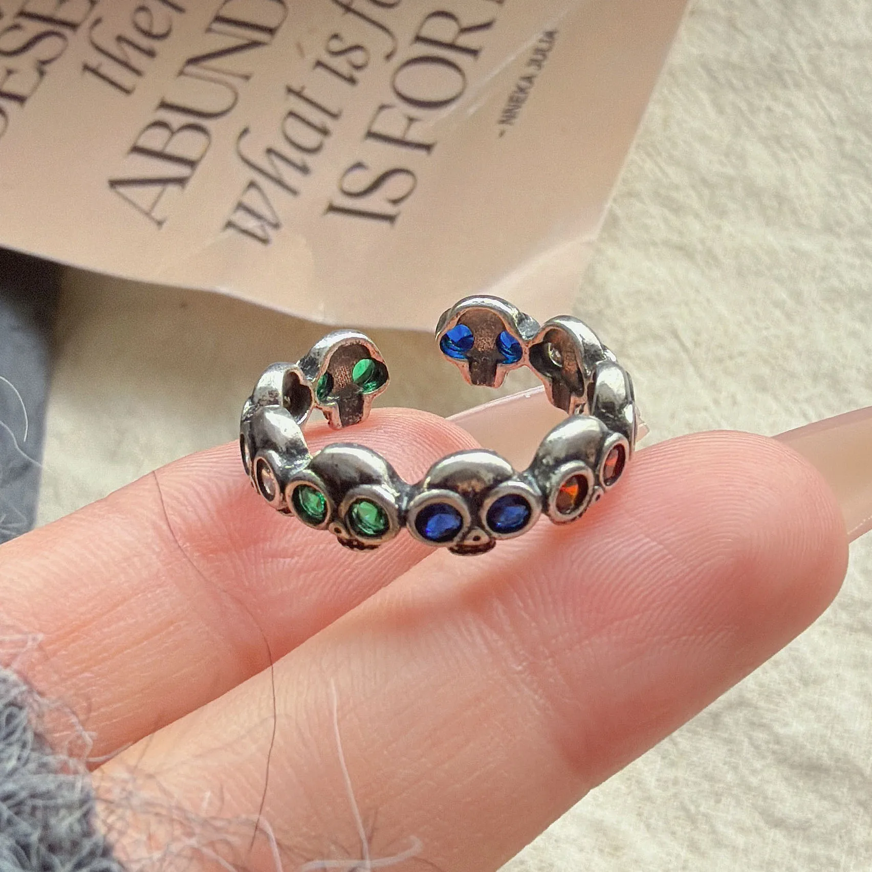 925 Sterling Silver Rings For Women Vintage Handmade Adjustable Retro Skull Ring Fashion Female Bijoux Gift