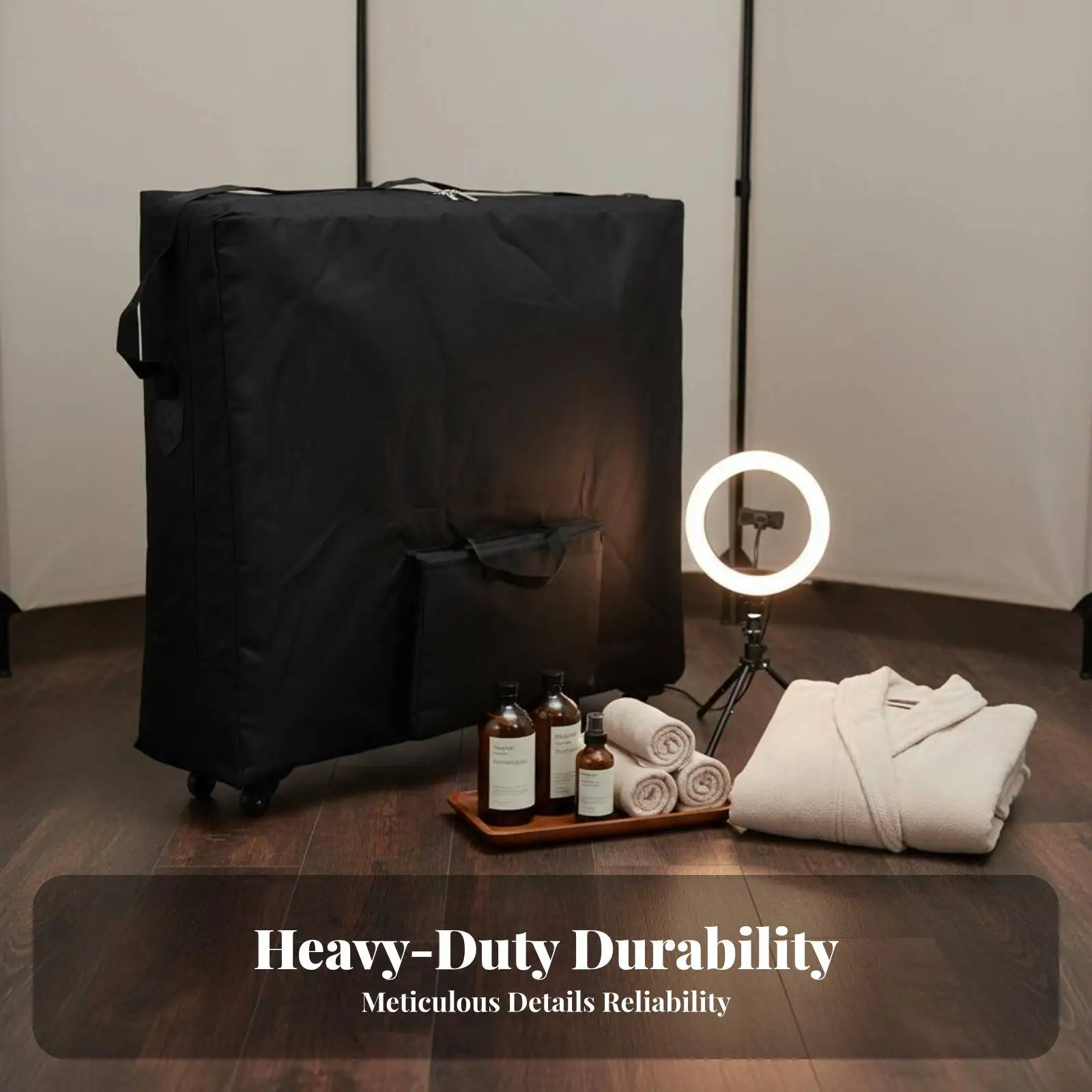 Folding Massage Bed Travel Bag with Smooth Rolling Casters for Portable Massage Table Professional Equipment Protection