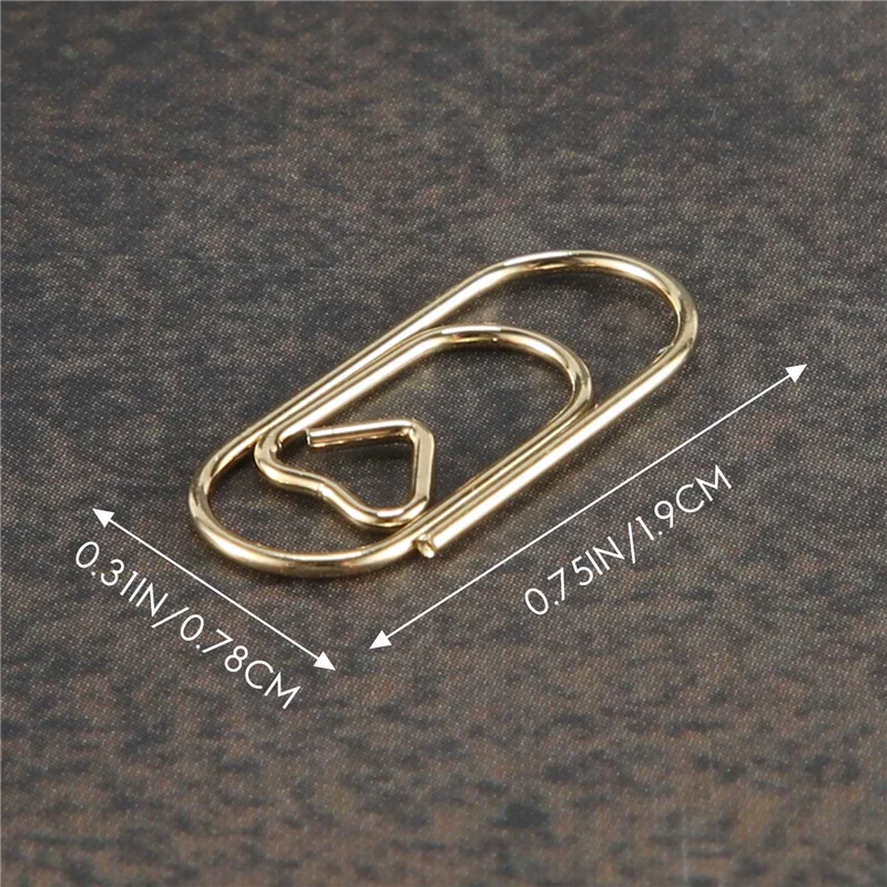 مشابك ورق صغيرة على شكل قلب ، مشابك ورق ظريفة ، مشابك لإشارات الكتب للمدارس والمكاتب ، ذهبية ،