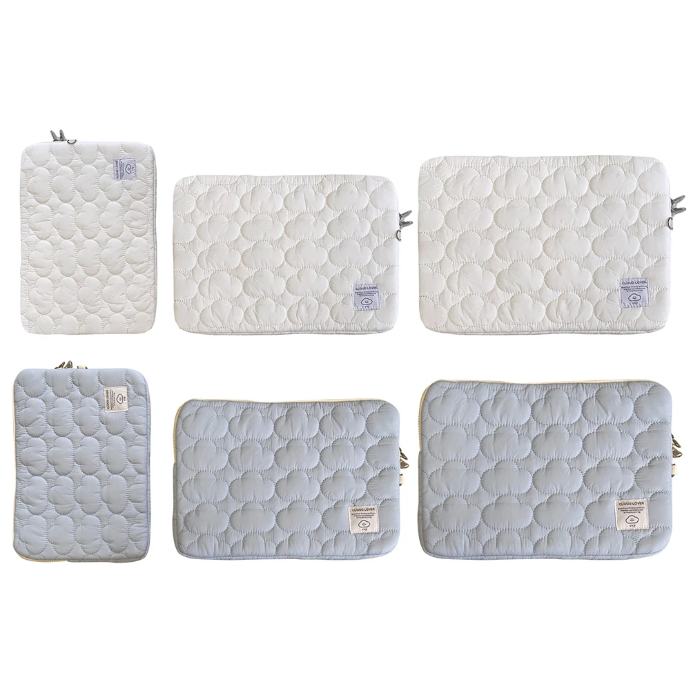 Bufiasty pokrowiec na laptopa dla kobiet haft w chmurze śliczny pokrowiec na komputer pikowany pokrowiec na notebooka kompatybilny z notatnikiem 11-15 cali