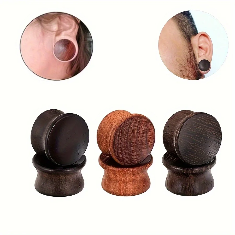 1PAIR Wood Ear Double Flared Plugs Ear Tunnel Plug Flesh Expander Gauge Stretchers Earrings Men Body Piercing Jewelry 6mm-20mm