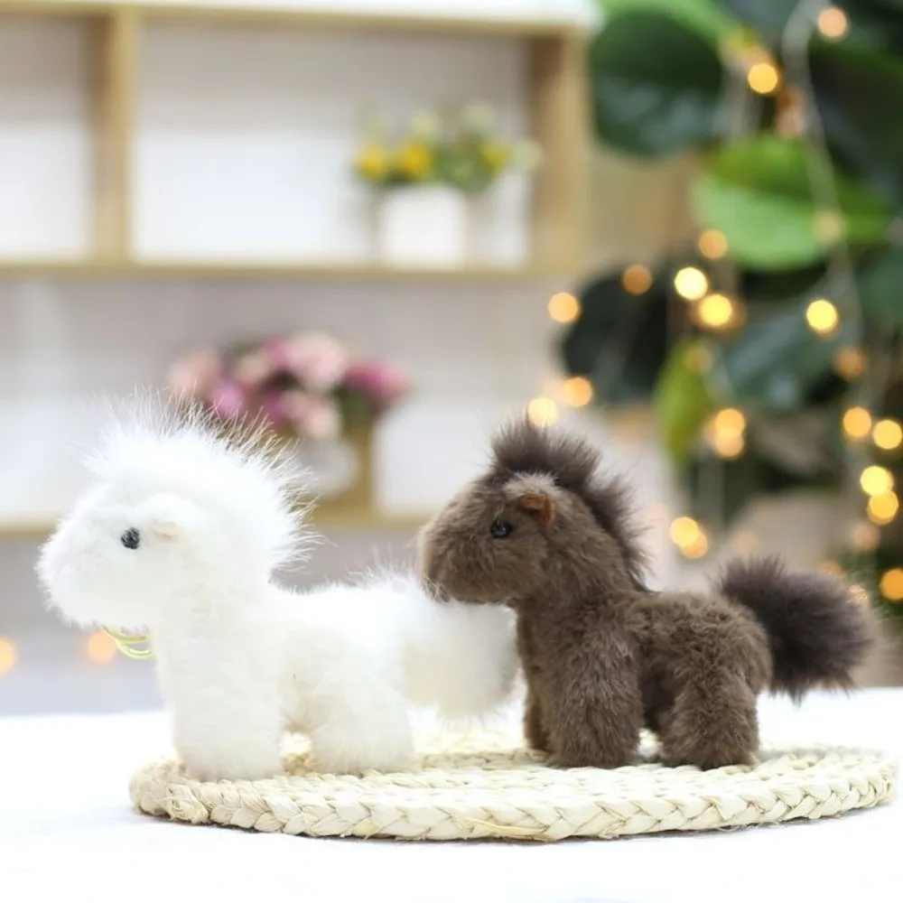 New Cartoon Horse Plush Doll Keychain Stuffed Animals Cute Backpack Charm PP Cotton Standing Position Bag Pendant Birthday Gifts