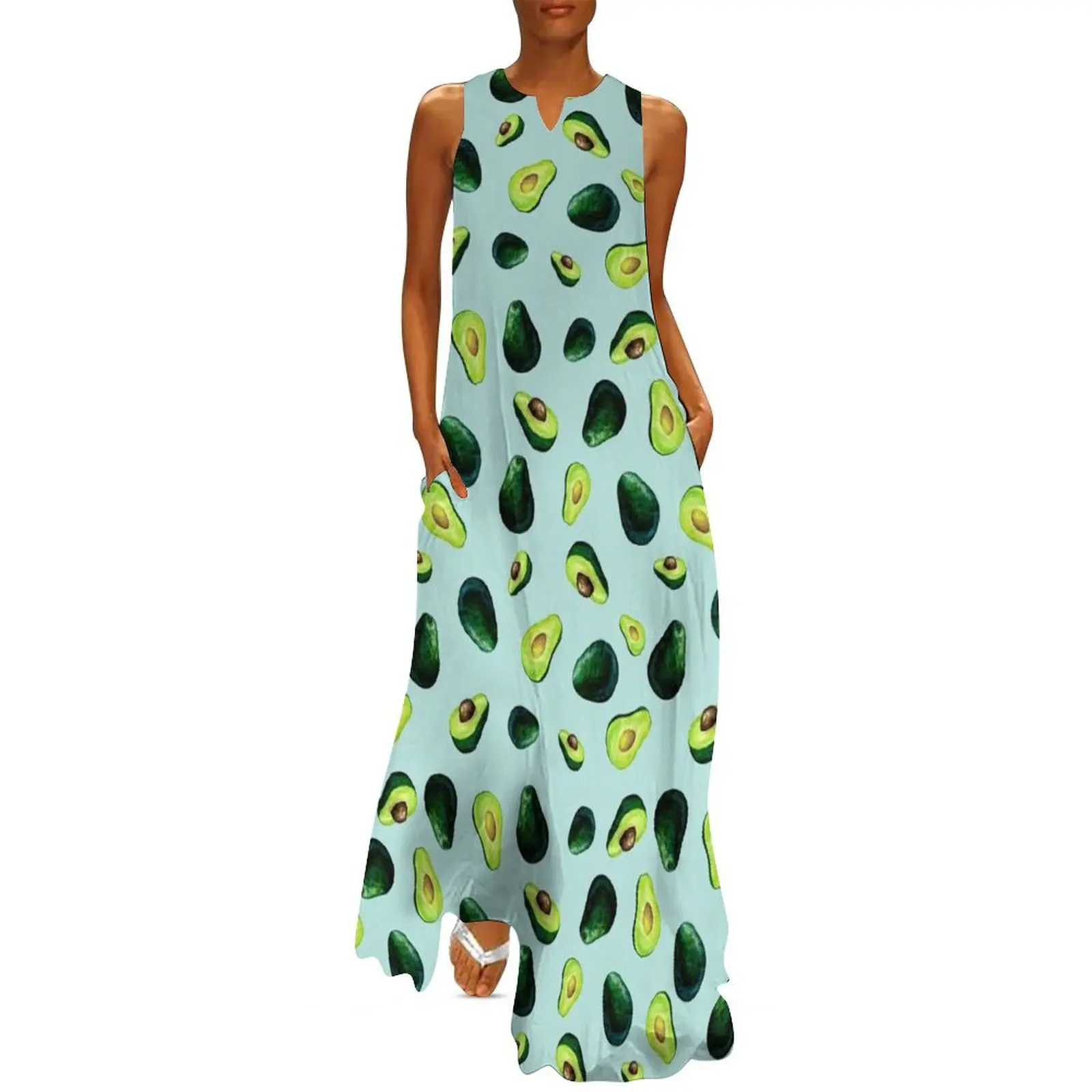 

Avocado Pattern Long Dress elegant dress Women's dress