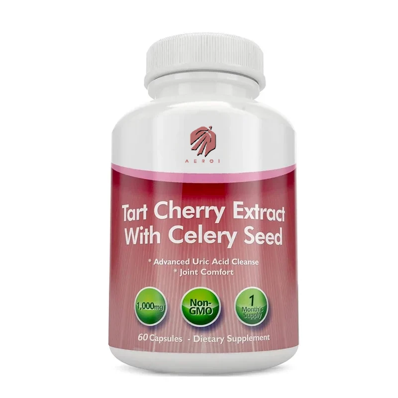

Sour Cherry and Celery Seed Powder Extract Capsules 1000mg-60, Supplied for 1 Month - Advanced Uric Acid Cleansing Joint Comfort