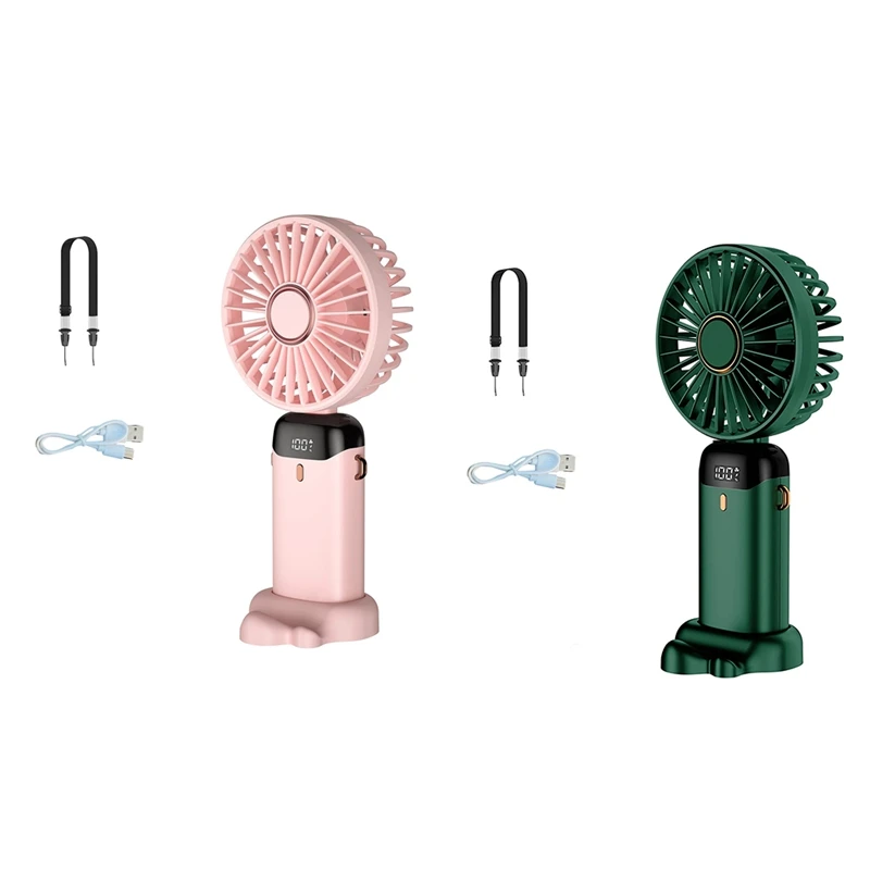 

Handheld Fan, Mini Portable Personal Fan USB Rechargeable, Small Pocket Fan With Strap And Base 5 Speeds