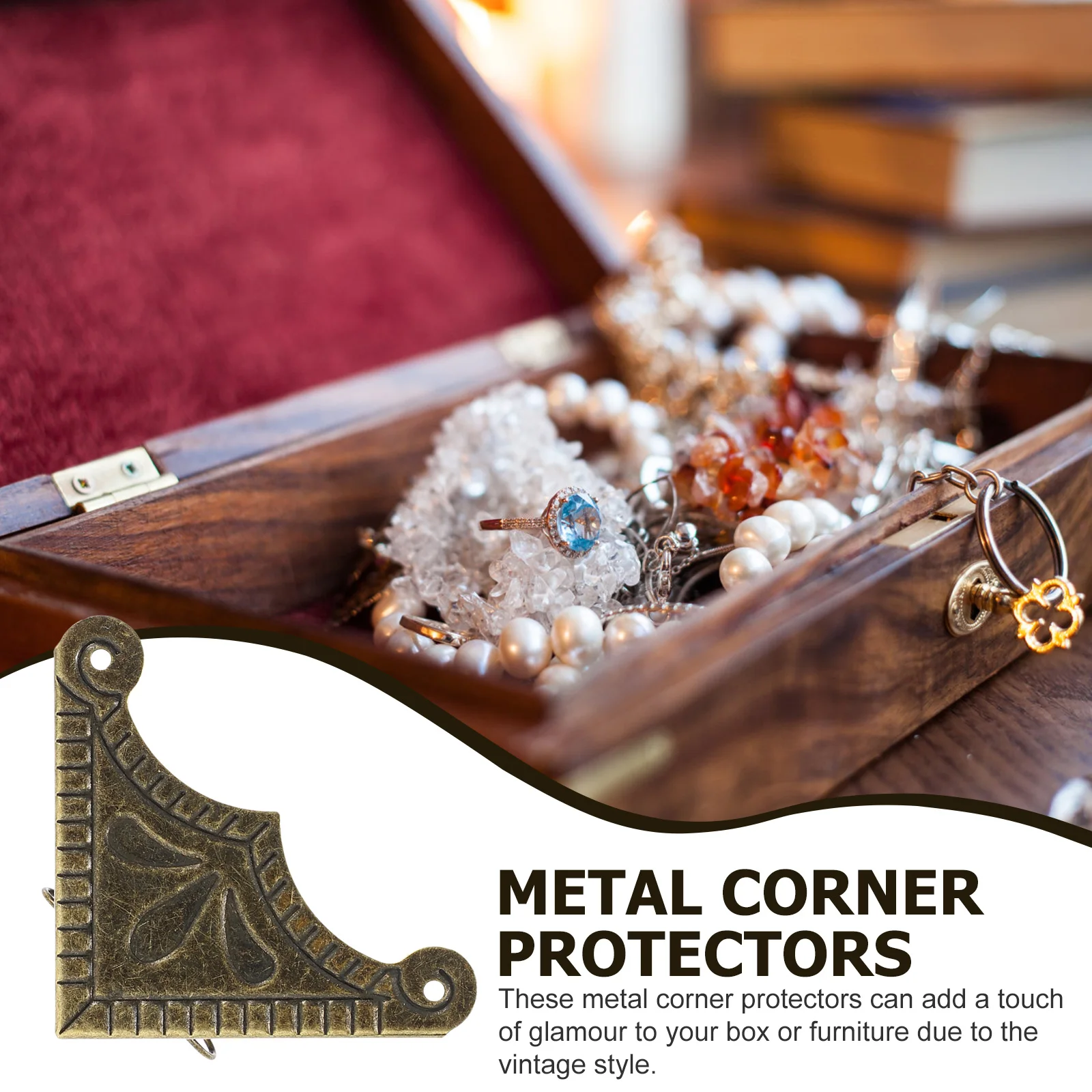 

30pcs Metal Protectors Edges Guard for Furniture Cabinet Desk Edges Protector Decorations Desk Table Guards Vintage Box