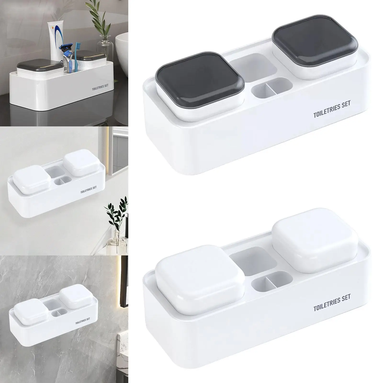 Soporte para cepillos de dientes, almacenamiento de pasta de dientes, artículos de tocador, fácil de instalar, Simple, estable, montado en la pared con taza para ducha, sala de lavado y hogar