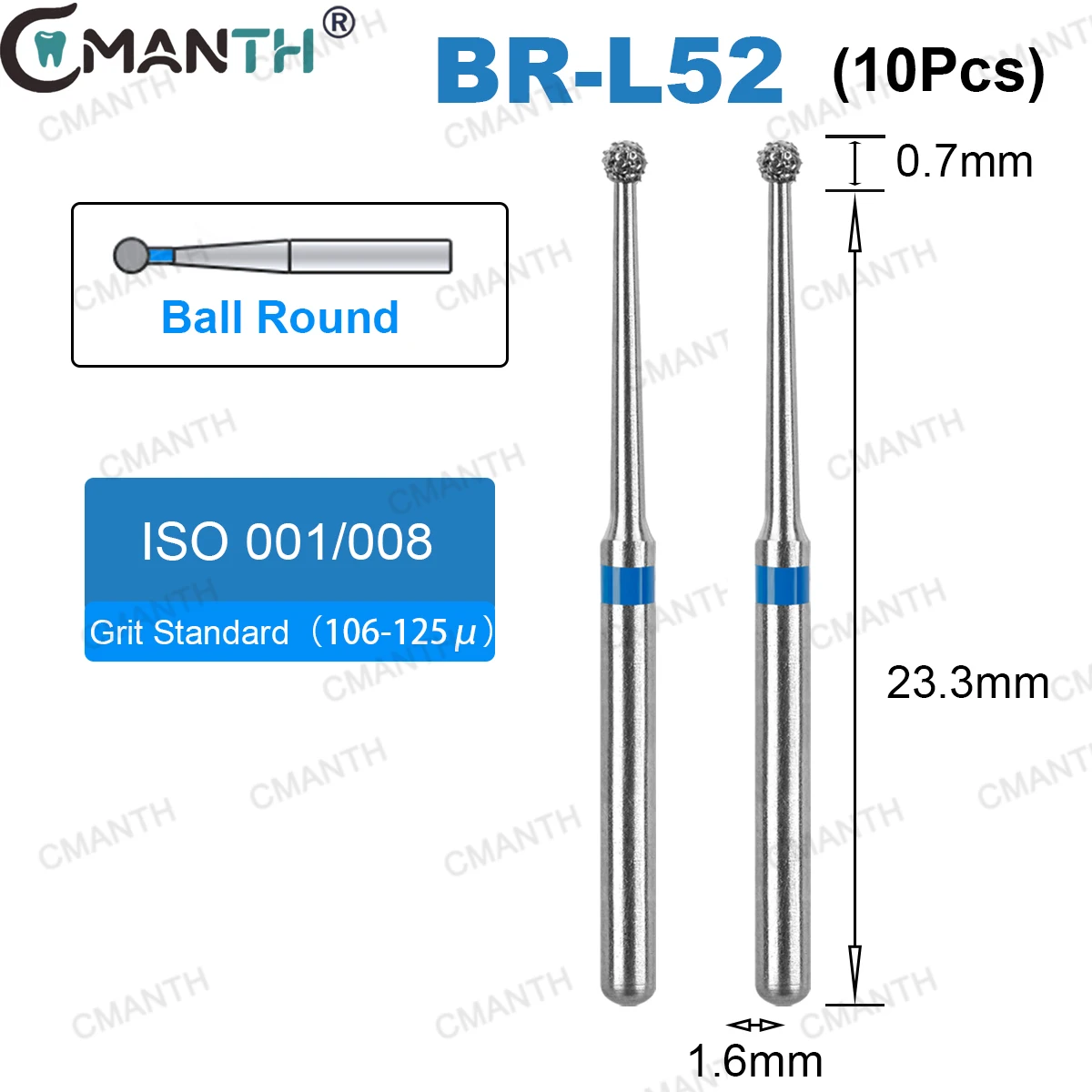 10Pcs/Pack Dental Diamond Burs Drill Long Neck Ball Round Type 24mm FG 1.6mm Cavity Preparation For High Speed Handpiece