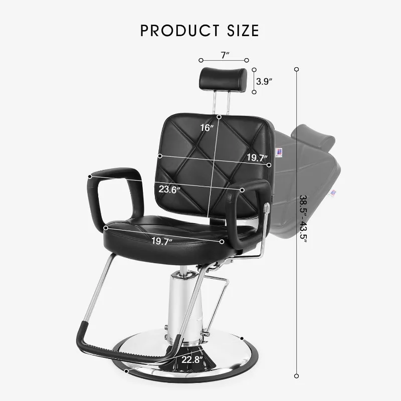 Hydraulic recliner Barber salon chair Hair stylist Heavy Duty Tattoo chair Shampoo beauty salon equipment left hand