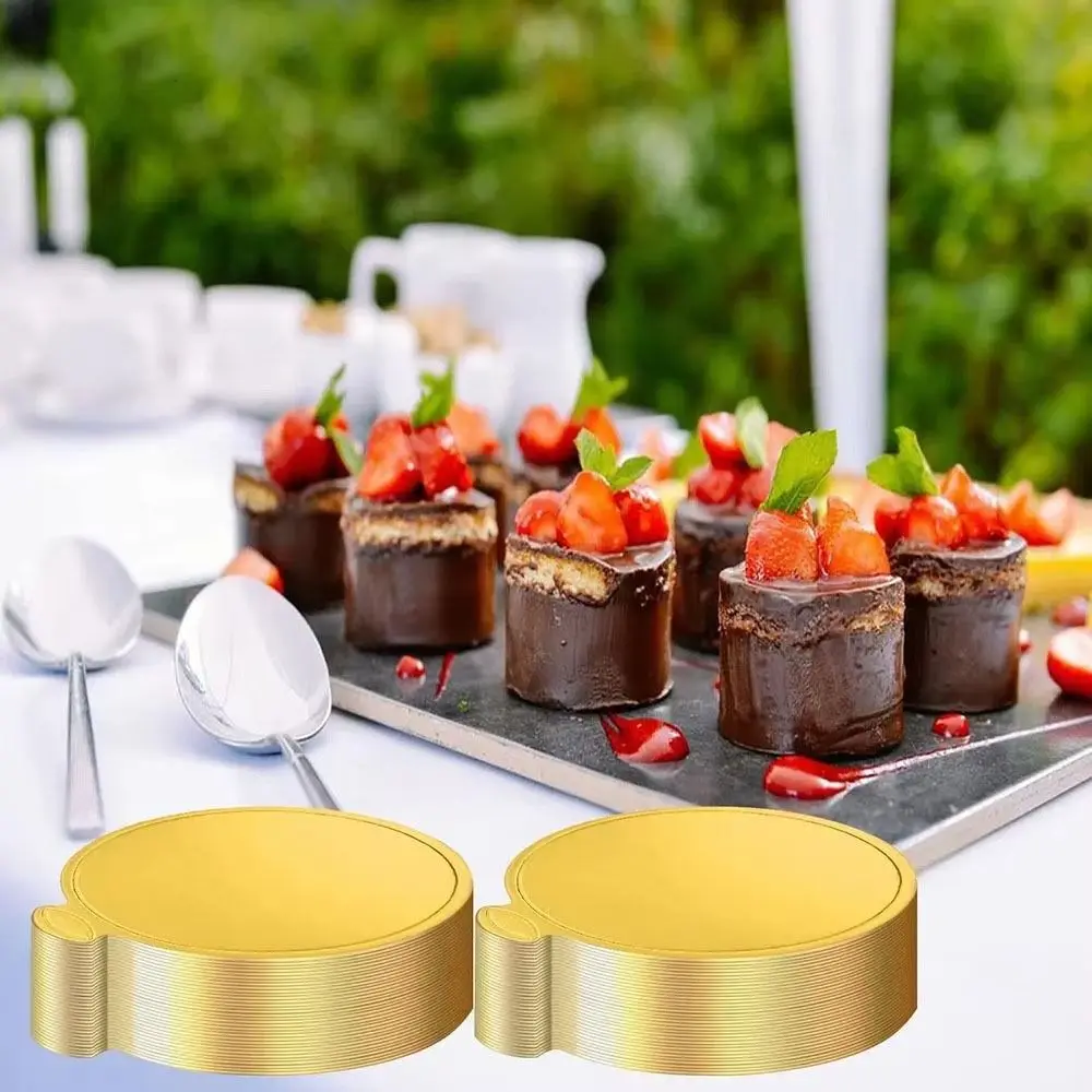 

100Pcs Pastry Decorative Kit Disposable Cake Cardboard Paper Gold Dessert Tray Thickened Multi Shape Cupcake Base Party