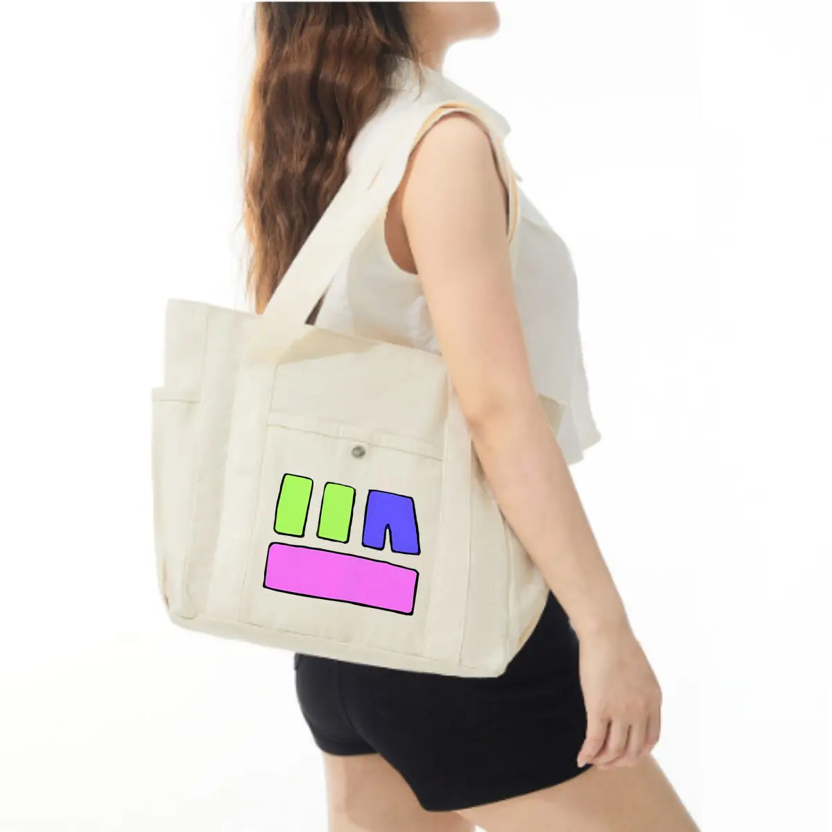 Color Block Abstract Design High-End and Large-Capacity Tote Bag Single Shoulder Tote Bag