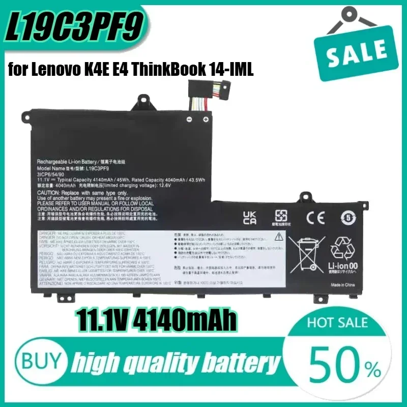 

11,1 В 45 Втч 4140 мАч L19C3PF9 Аккумулятор для ноутбука Lenovo K4E E4 ThinkBook 14-IML 15-IIL L19L3PF8 L19M3PF9