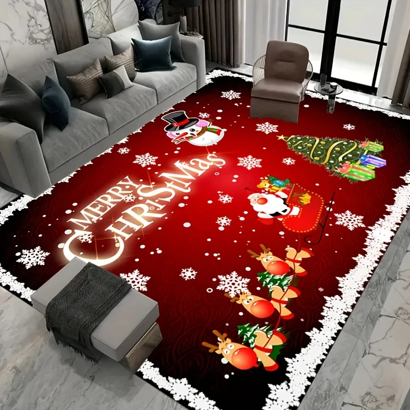 

Christmas Santa Claus Snowman Carpet for Living Room Decor Sofa Table Large Area Bedroom Bedside Foot Pad Navidad Decoration