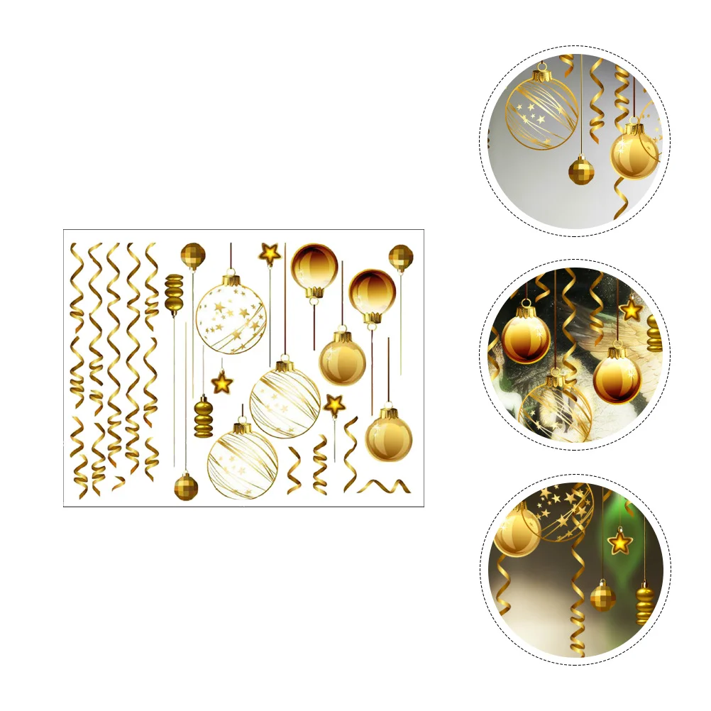 Christmas Wall Sticker Ornament Ball Stickers Decor Decorate Window Glass Pvc Showcase Decals Gold