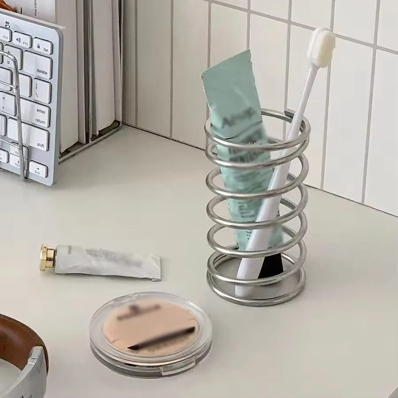 Zahnbürstenhalter aus Edelstahl, Badezimmerzubehör aus Metall – Aufbewahrungsregal für Zahnpasta, Make-up-Pinsel, Heimdekoration, Organizer